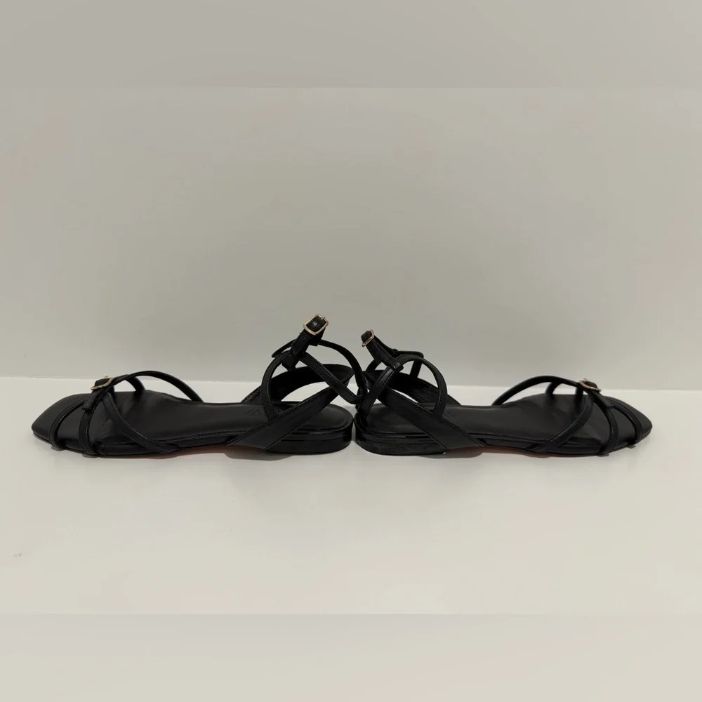 New J. Crew Capri buckle sandals in black leather size 5 CH300 $148